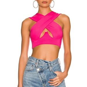 Superdown Kacie Crossover Hot Pink Top